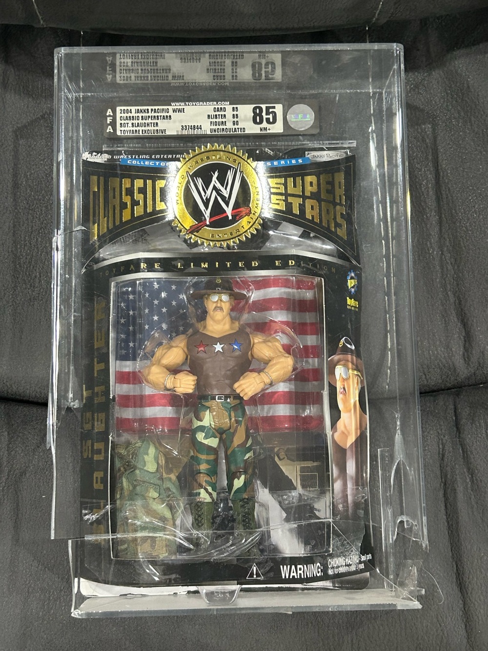 GRADED Sgt Slaughter WWE Classic Superstars Toyfair exclusive - *Damaged case*
